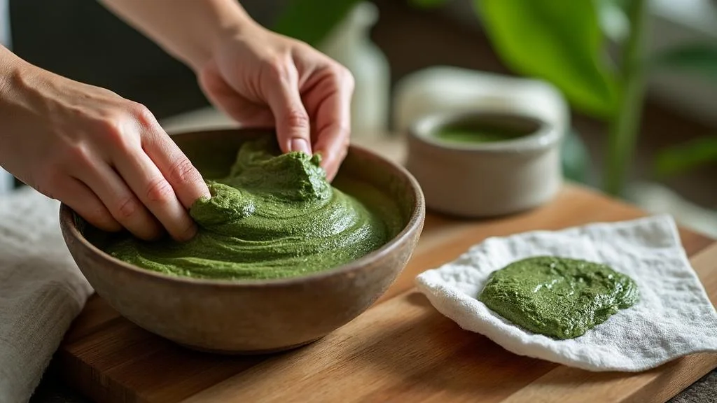 Préparation et application d’un cataplasme d’argile verte anti inflammatoire sur une peau enflammée